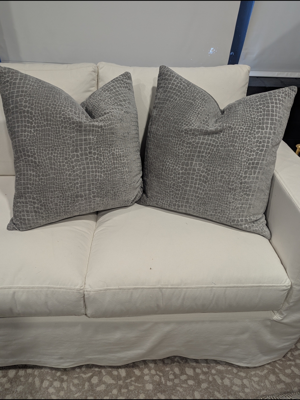 Covington Gray Crocodile-Embossed Accent Pillows - Set of 2